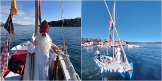 FOTO/VIDEO Sveti Nikola u Slatine stigao na najstarijoj gajeti na Jadranu