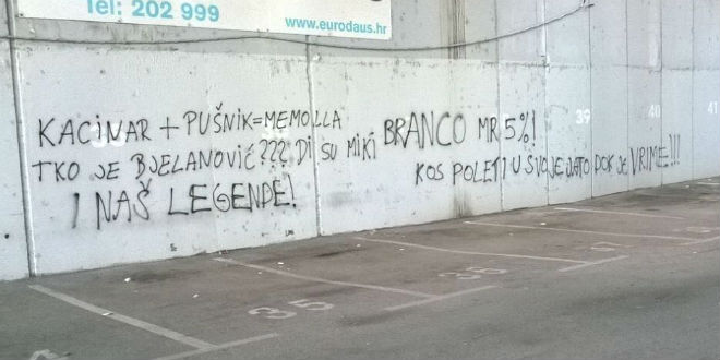 Na Poljudu jutros osvanuli natpisi protiv Kosa, Branca, Bjelanovića...