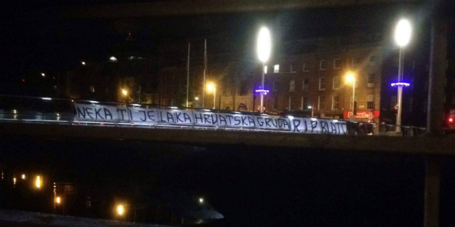 VIDEO U Dublinu razvijen transparent u čast preminulom torcidašu Ivanu Mati Blaževiću