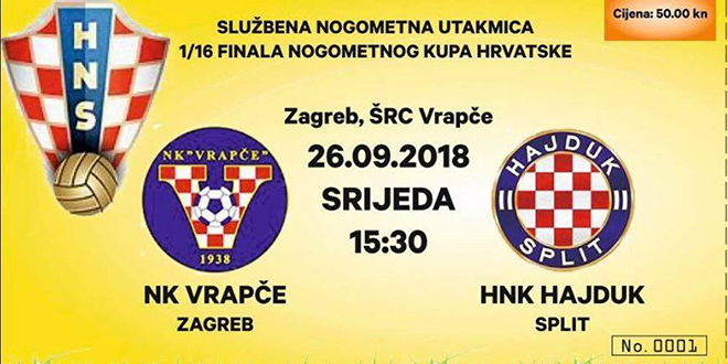 PRIČA O VRAPČU: Zadnji put su s Hajdukom igrali šesnaestinu finala u sezoni kada su 'bijeli' osvojili najslavniji Kup u povijesti