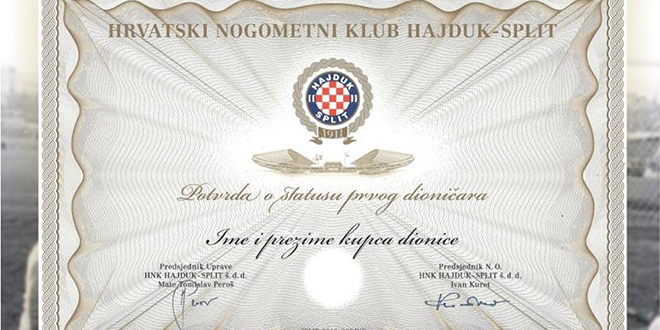 Akcija DPH Osijek: Hajdukova dionica za sada dosegla cijenu od 5050 kuna, aukcija traje do petka u 20 sati