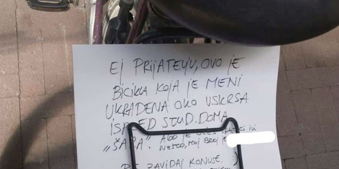 Splićanka pronašla ukradenu biciklu i lopovu u Zagrebu ostavila poruku 