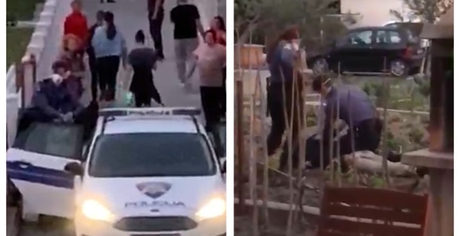 VIDEO SCENA U KAŠTELIMA Pijan se bacao na auta, valjao po vrtovima, vrijeđao policiju