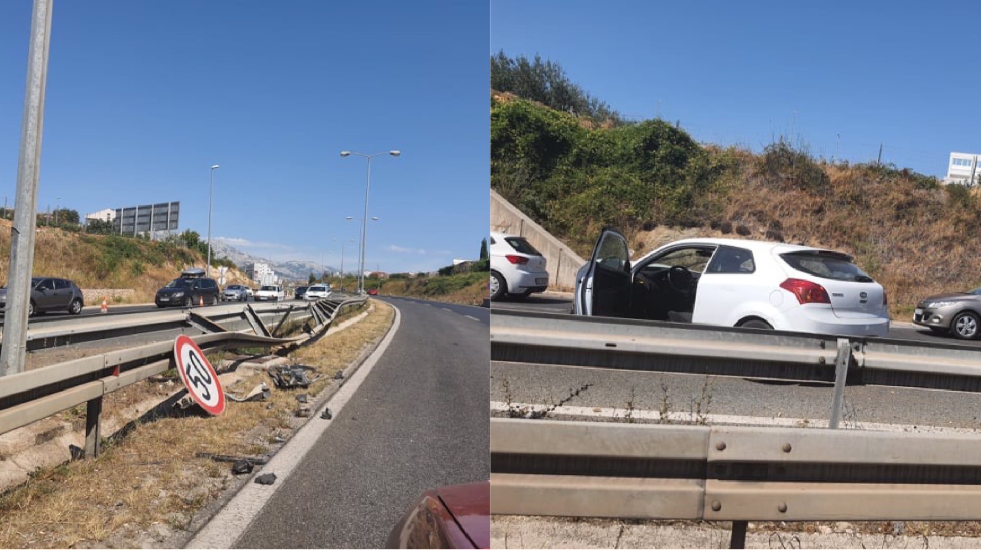 Prometna nesreća na izlazu iz Splita: Udario u ogradu i 'zavrtio' se na cesti