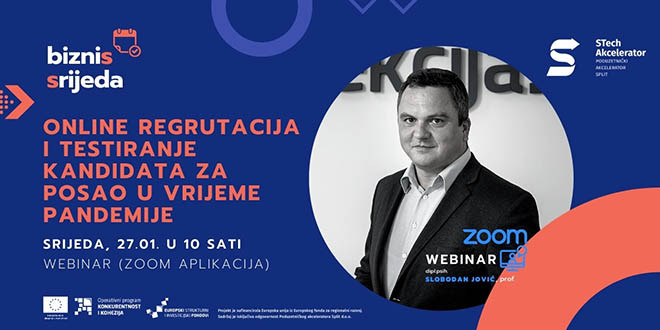 WEBINAR Biznis srijeda 'Online regrutacija i testiranje kandidata za posao u vrijeme pandemije'