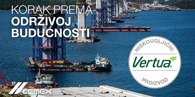 CEMEX pruža rješenja s nižom ugljičnom emisijom iz svoje obitelji Vertua® za jedan od najvećih regionalnih infrastrukturnih projekata - Pelješki most