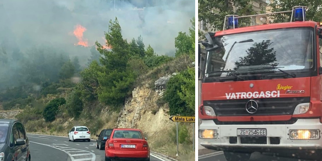 FOTOGALERIJA Lokaliziran požar kod Omiša, cesta ponovno puštena u promet