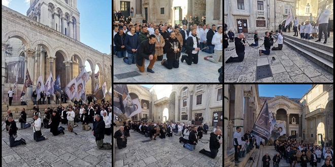 FOTO/VIDEO Katolički muževi i jutros na koljenima molili na Peristilu