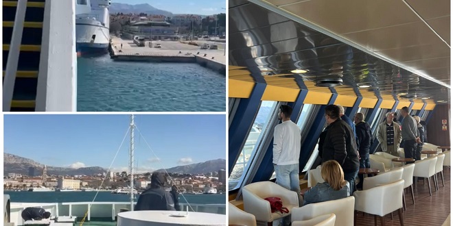 VIDEO Dramatično uplovljavanje: Sat vremena je Korčula pokušavala pristati u Splitu