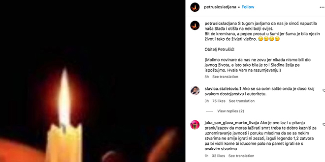 Rodbina Slađe Petrušić: Izmislila je da je umrla