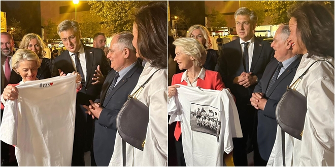 ORIGINALNA USPOMENA Monika Sablić poklonila majicu 'na Hajduka' Ursuli von der Leyen