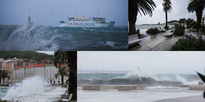 FOTO/VIDEO Snažno jugo u Splitu, pogledajte kako izgleda centar grada