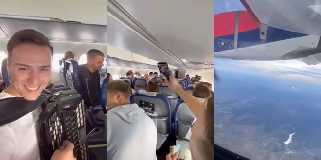 VIDEO Fešta uz harmoniku u avionu, oduševljenje izazvao hit Tome Zdravkovića