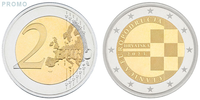 Prigodna kovanica od 2 eura 'Članica europodručja' 2023. polirana ploča / foto: Branimir Kralj