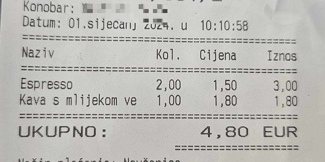 Od danas kuna zaista odlazi u povijest, prvi račun u novoj godini nam je prikazan samo u eurima