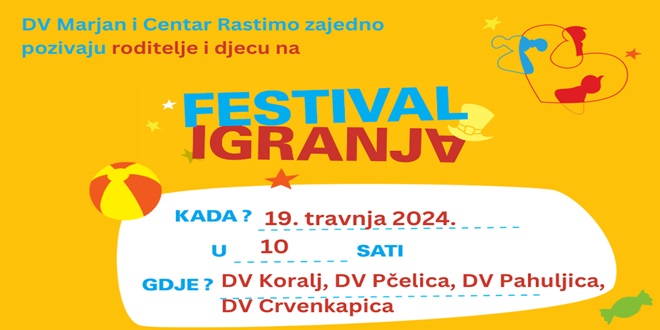 FESTIVAL IGRANJA Tijekom travnja i svibnja u 6 hrvatskih gradova
