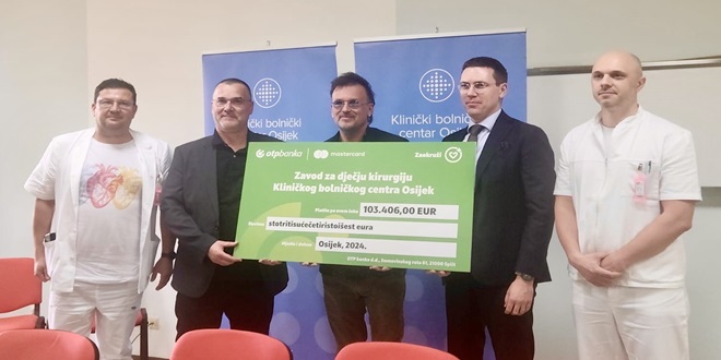 KBC-u Osijek uručen ček od 103.406 eura prikupljenih u donacijskom programu OTP Zaokruži!