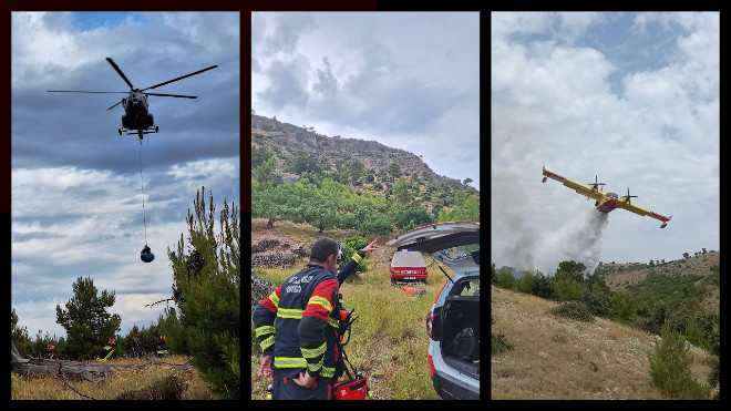  POŽAR NA BRAČU Kanader i helikopter nad južnom stranom otoka