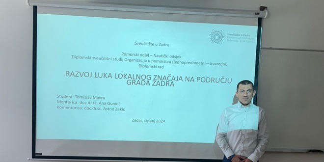 POMORSKI ODJEL SVEUČILIŠTA U ZADRU Stigao prvi magistar inženjer pomorskog prometa