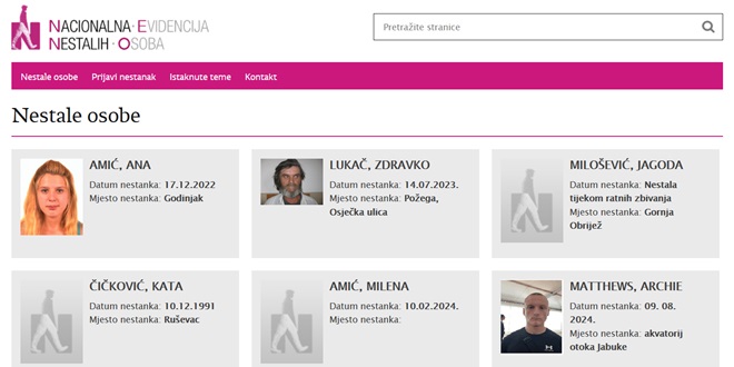 U Nacionalnoj evidenciji nestalih više od 2.800 osoba