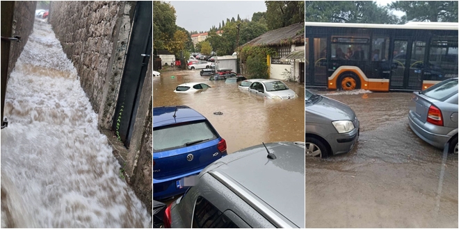 POTOP U DUBROVNIKU Automobili pod vodom, niz gradske ulice vodopadi