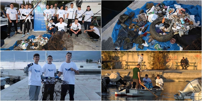 FOTOGALERIJA Učenici Pomorske škole Split organizirali eko akciju čišćenja mora i podmorja u lučici SRD Mornar u Splitu