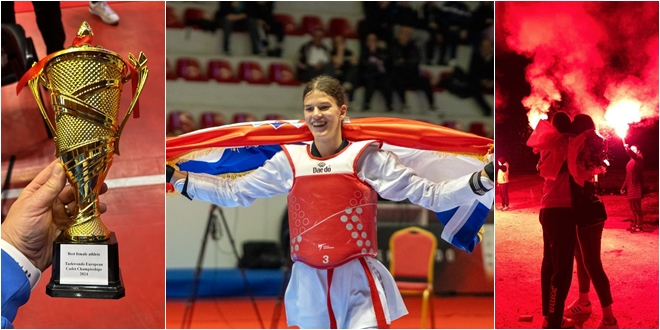 FOTOGALERIJA Svečano dočekana zlatna tekvandoašica Jelena Iljazović