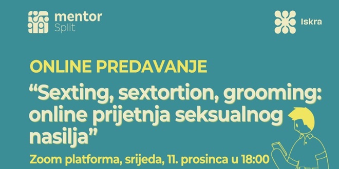  Online predavanje za roditelje na temu 'Sexting, sextortion, grooming: Online prijetnja seksualnog nasilja'