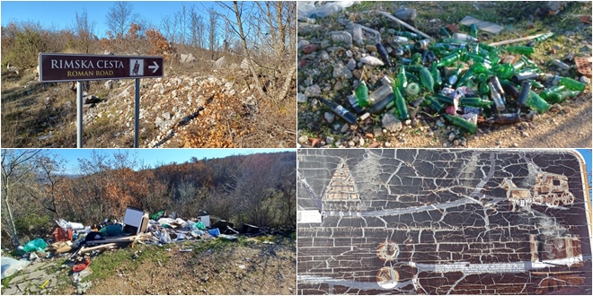 FOTOGALERIJA Deponij komunalnog otpada na zaštićenoj Rimskoj cesti Samoleč u Triljskom kraju