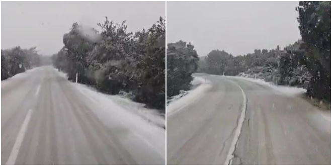 VIDEO: Bijeli Božić na Braču, pogledajte kako se auto probija kroz pahulje snijega