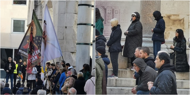 FOTO/VIDEO: I jutros molitva na Peristilu, ima dosta i žena