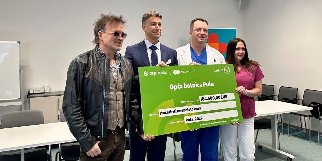 Pulskoj bolnici uručen ček od 104.500 eura prikupljenih u donacijskom programu OTP Zaokruži!