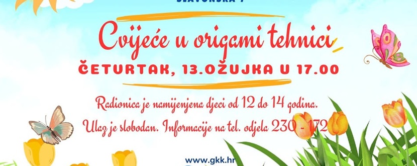 GRADSKA KNJIŽNICA KAŠTELA Kreativna radionica izrade cvijeća u origami tehnici u Dječjem odjelu