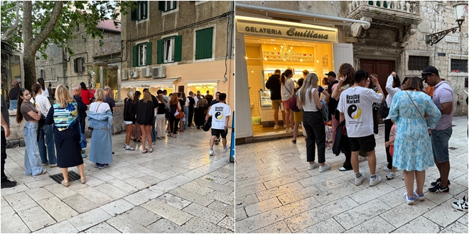 GUŽVA U CENTRU GRADA Redovi ispred obje ispred Gelaterie Emiliane