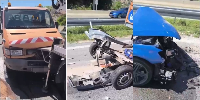 VIDEO Znatna materijalna šteta nakon lančanog sudara na brzoj cesti