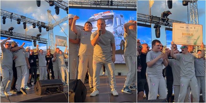 'BILI TIĆI' ZAPJEVALI THOMPSONA Pogledajte kako su proslavili donaciju koju su im uručili organizatori Truck showa Dalmacija 