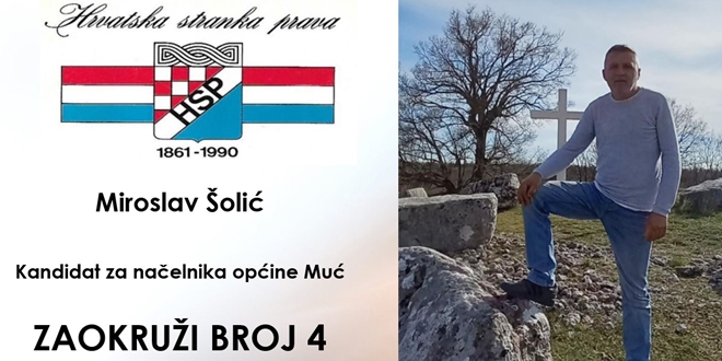 HSP izlazi samostalno na izbore u Općini Muć: Miroslav Šolić kandidat za načelnika