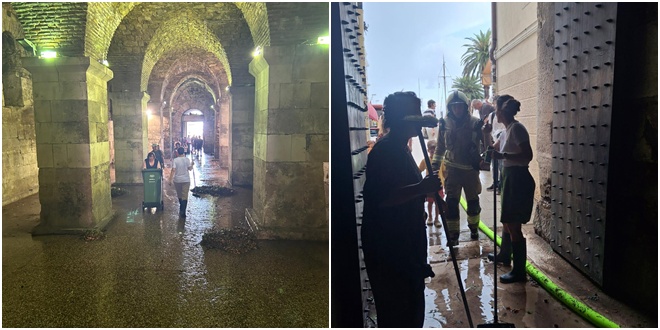 FOTO/VIDEO Dioklecijanovi podrumi su potopljeni, svi djelatnici Muzeja grada Splita saniraju štetu