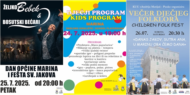 Dani sv. Jakova u Marini: Četiri dana glazbe, igre i tradicije