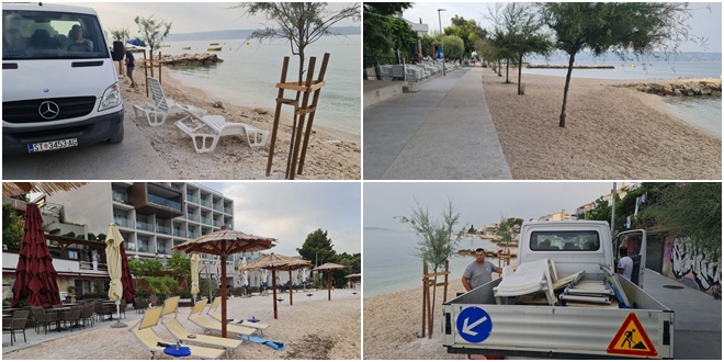 FOTO Komunalni redari u akciji uklanjanja ležaljki, suncobrana i ručnika ostavljenih na plažama