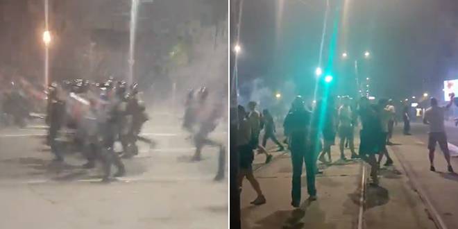 VIDEO Žestoki okršaj prosvjednika i policije u Beogradu, čule su se snažne eksplozije