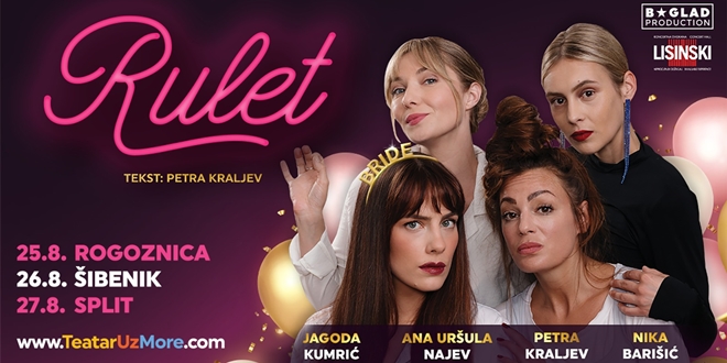 TEATAR UZ MORE Komedija 'Rulet' stiže u Rogoznicu, Šibenik i jubilarni deseti put u Split