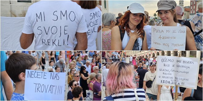 FOTOGALERIJA Oštre poruke na četvrtom prosvjedu zbog broda s azbestom