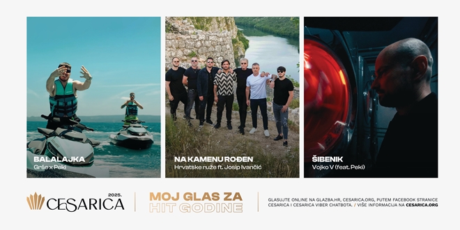 Tri pjesme u utrci za Cesaricu: Za Hit kolovoza se natječu: Grše x Peki, Hrvatske ruže ft. Josip Ivančić te Vojko V (feat. Peki)