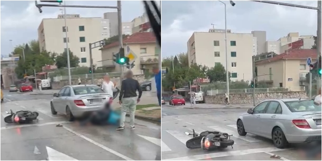 PROMETNA U SPLITU Sudar automobila i motora