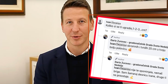 Zurovec izgubio živce na Fejsu i poručio pratitelju: 'Skromnih i tvrdih 25 cm u tvoju bolju polovicu'