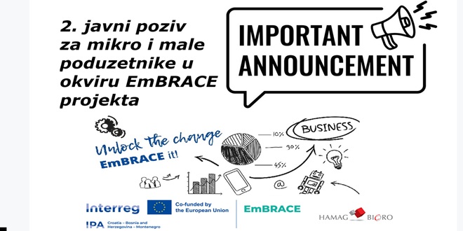 HAMAG - BICRO Otvoren 2. javni poziv za mikro i male poduzetnike u okviru EmBRACE projekta