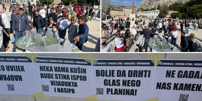 VIDEO 'STRUČNA GLUPOST' Omišani prosvjedovali protiv planirane trase obilaznice, nude rješenje i ne planiraju stati