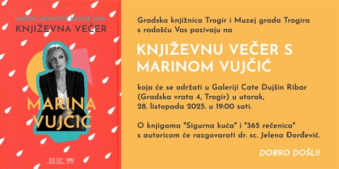 Književna večer s Marinom Vujčić u Trogiru