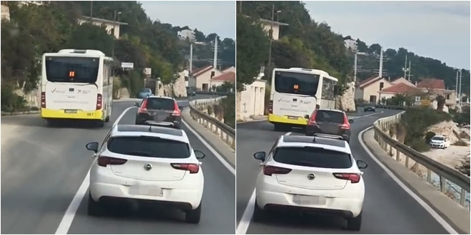 VIDEO Autobusom pretječe automobile preko pune crte, snimku nam je poslao čovjek koji je skoro doživio prometnu nesreću